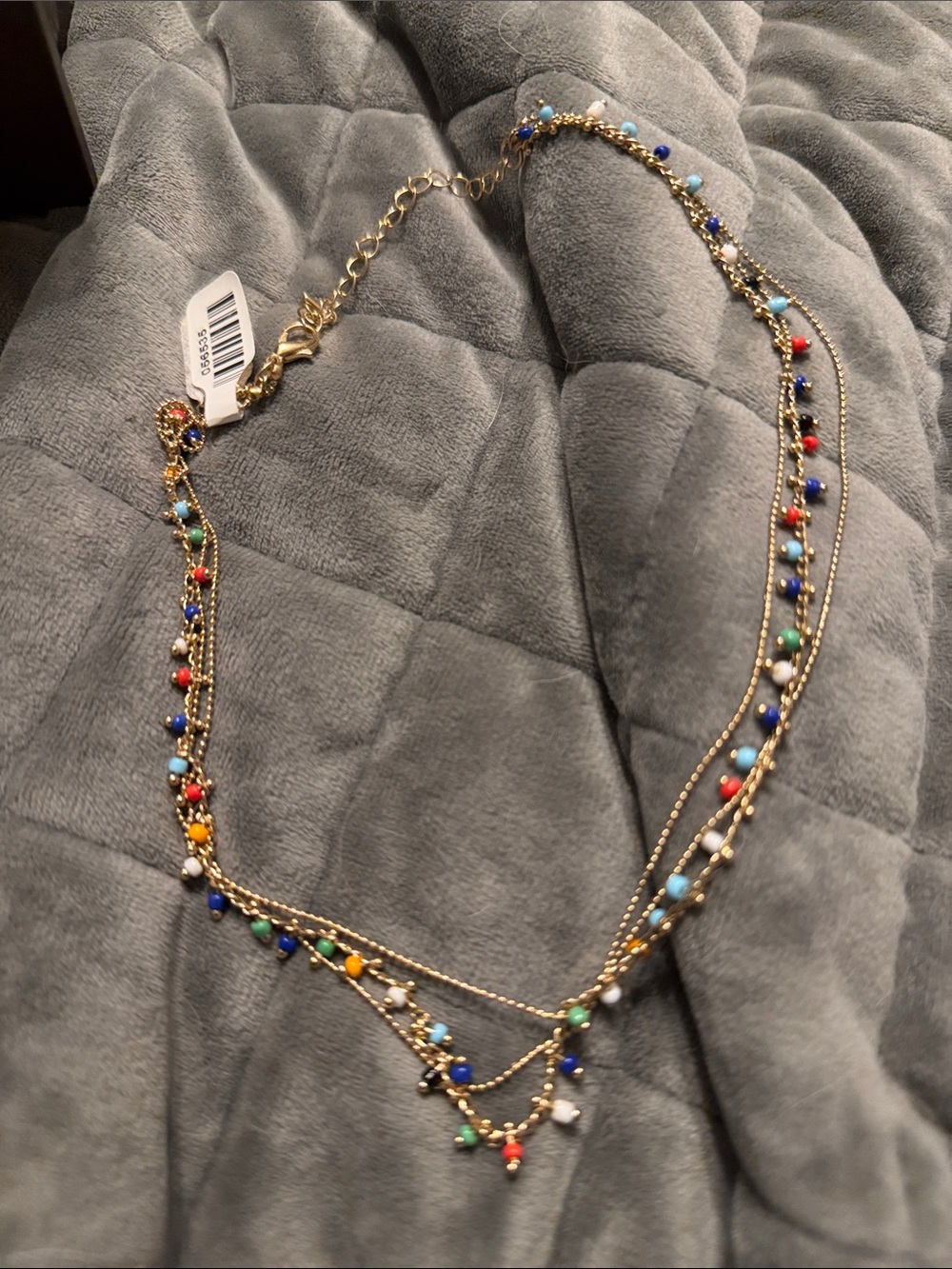Gold Multi-Bead Layered Choker Necklace - Colorful Beads